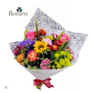 Ramo Primaveral Rosas + Girasol + Flores De Temporada