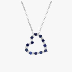 Collar Corazón de Zafiros y Diamantes en Plata